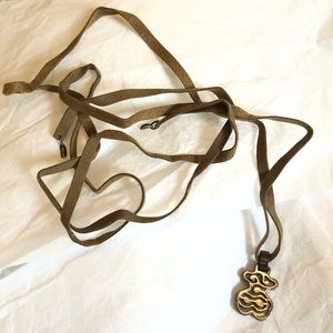 Tous sterling silver pendant with suede cord/chain
